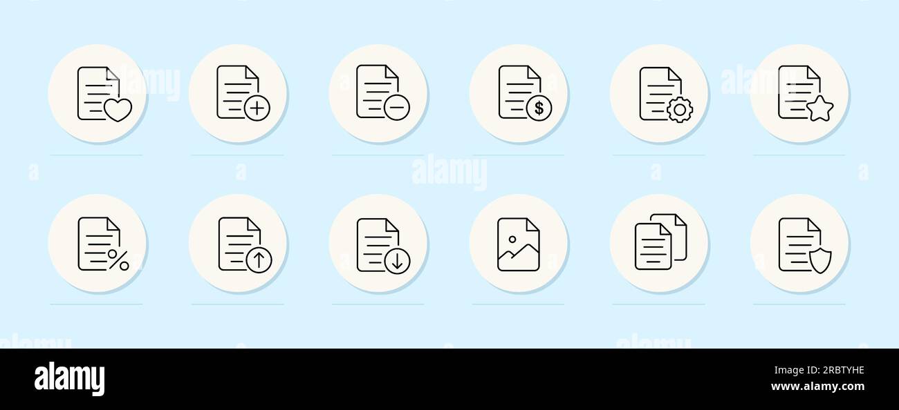 File line icon. Plus, minus, information, settings, data security ...