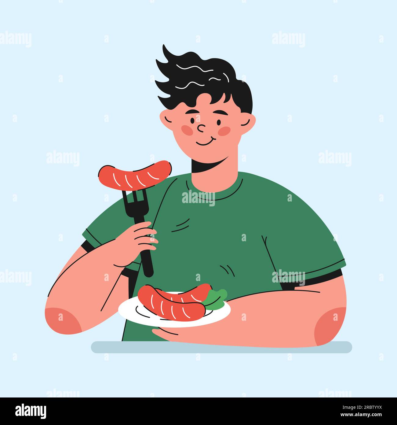 guy eating sausage character in cartoon style Stock Vector Image & Art Alamy