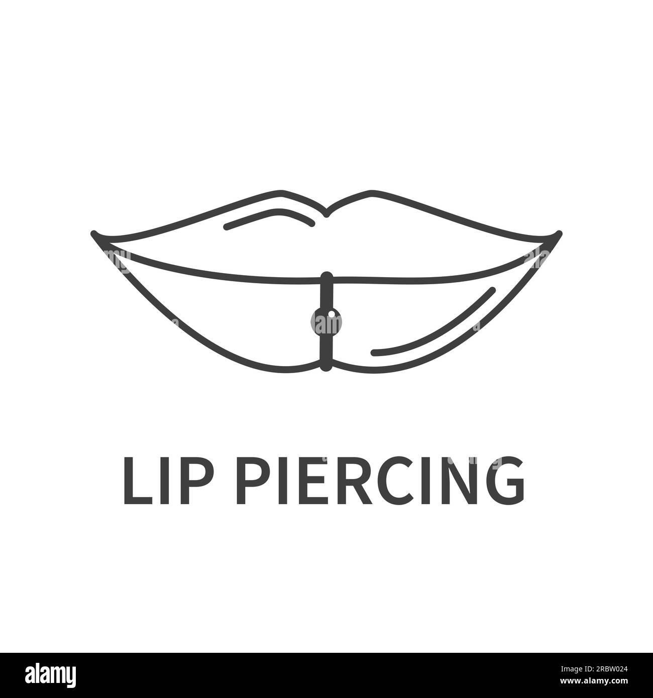 Lip piercing mouth barbell ring jewelry icon Stock Vector