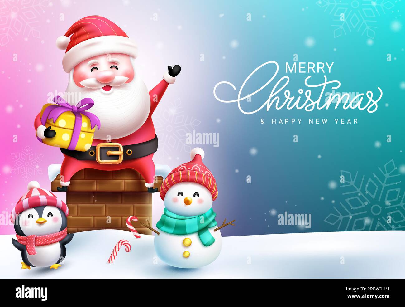 Merry christmas text vector design. Christmas santa claus holding gift ...