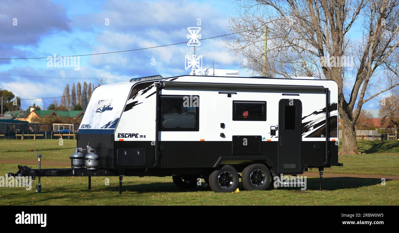 Luxury camper trailer Stock Photo Alamy