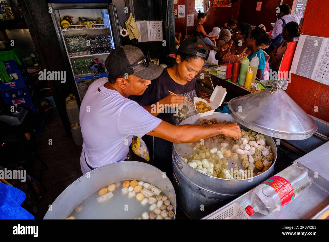 Mauritius, Port-Louis district, Port-Louis, street food in the city center Stock Photo
