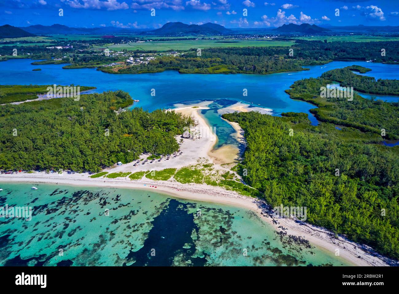Mauritius, Flacq district, Ile aux Cerfs island, deer island, aerial