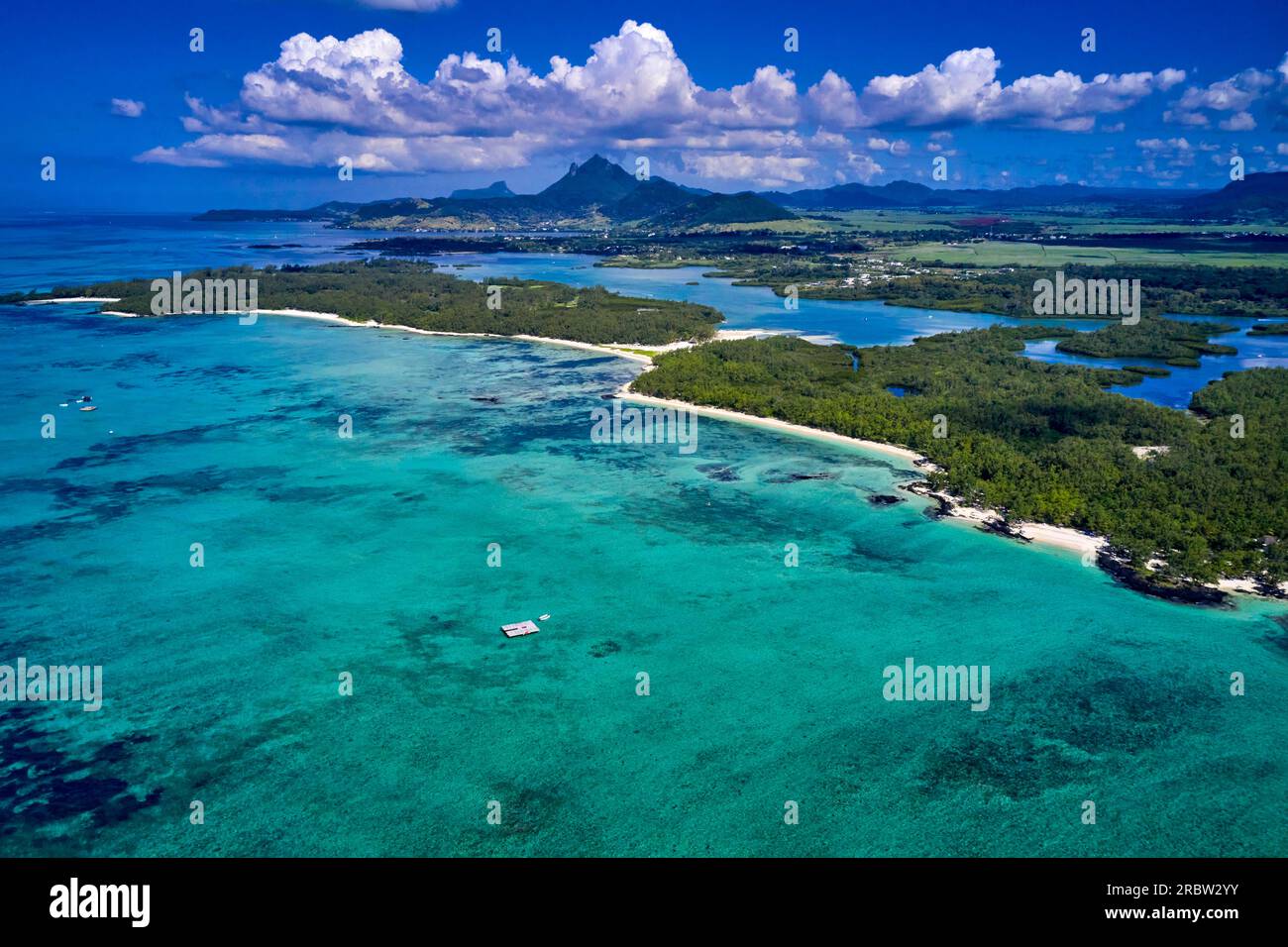 Mauritius, Flacq district, Ile aux Cerfs island, deer island, aerial ...