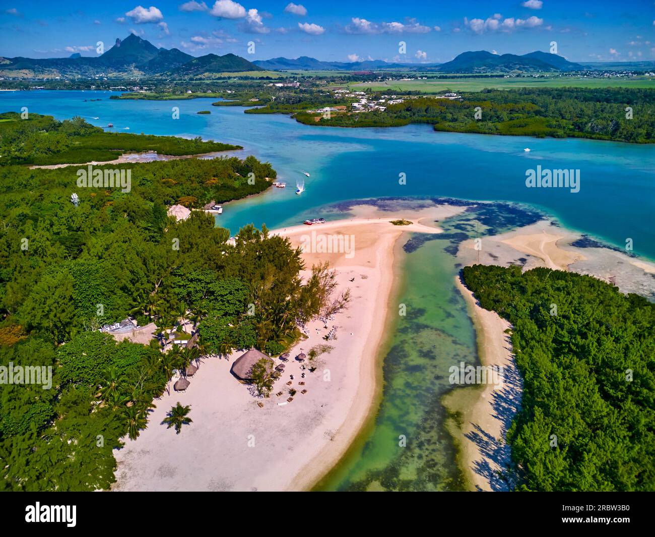 Mauritius, Flacq district, Ile aux Cerfs island, deer island, aerial view Stock Photo