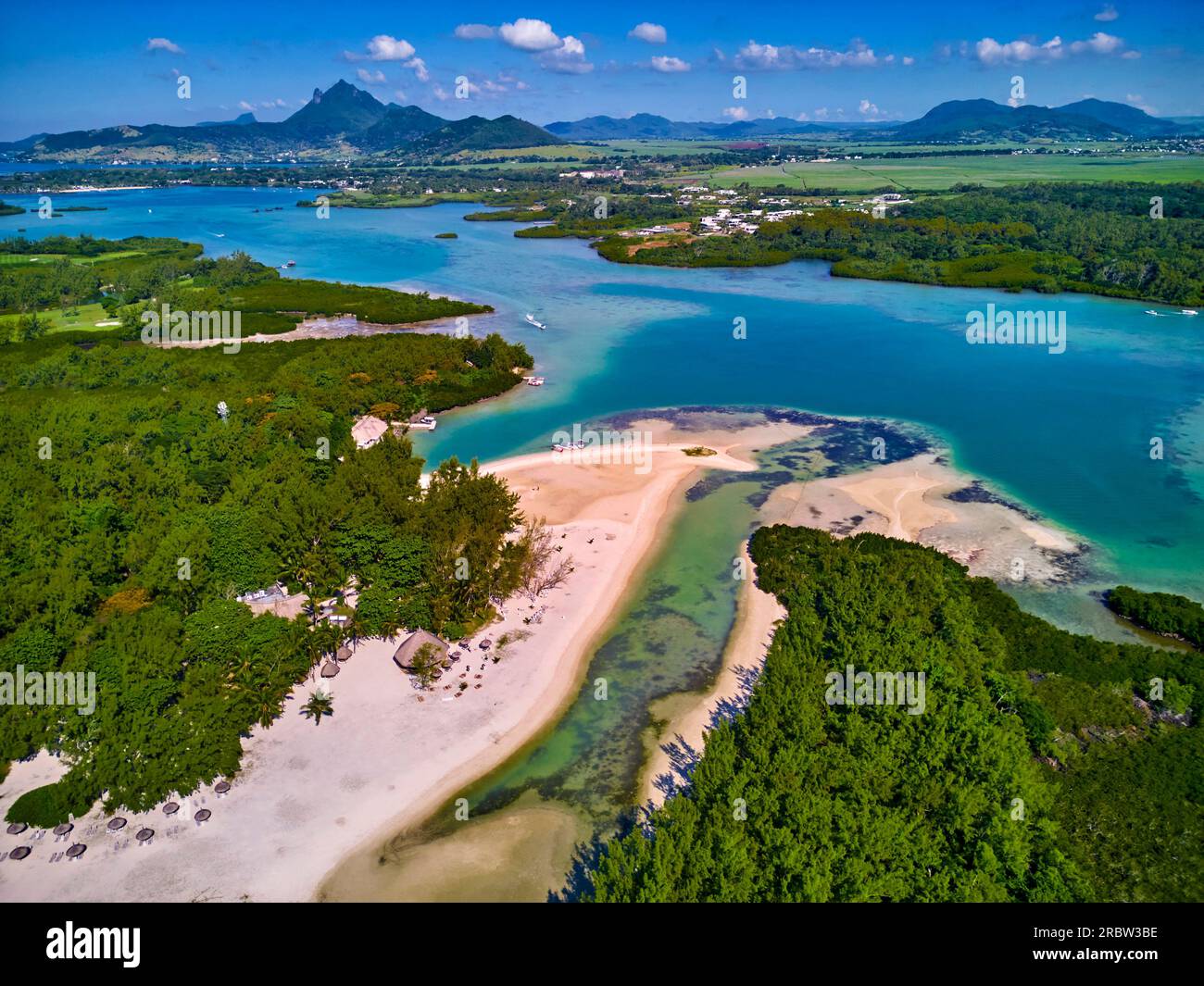Mauritius, Flacq district, Ile aux Cerfs island, deer island, aerial view Stock Photo