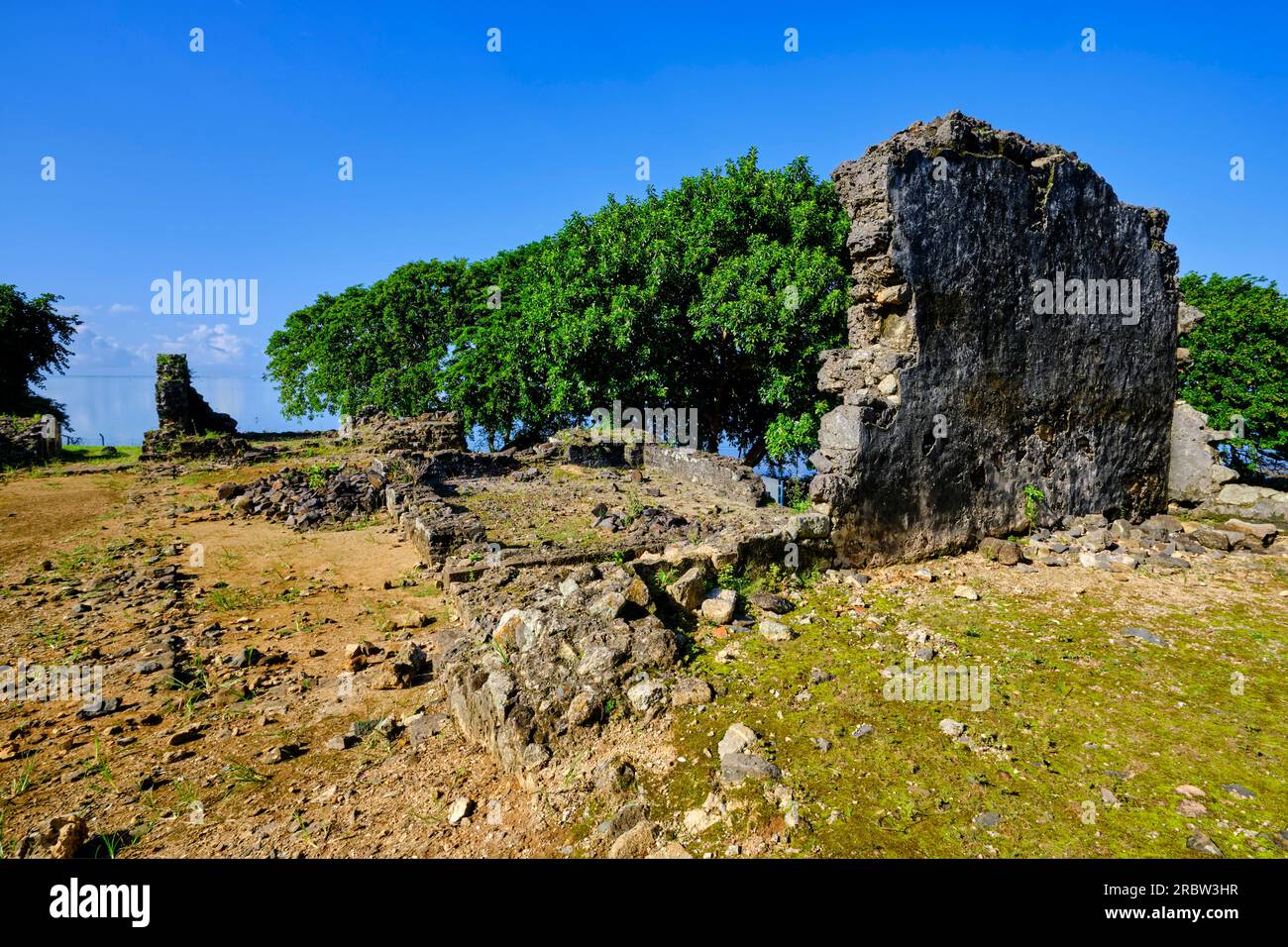 Mauritius, Grand Port district, Vieux Grand Port, ruins of Fort Frederik Hendrik built by the Dutch in 1638 Stock Photo