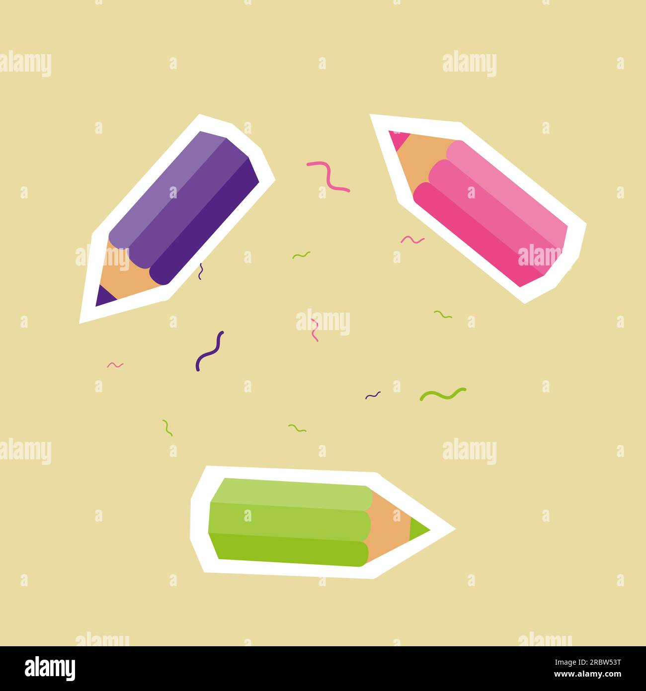 stickers three pencils of different colors Stock Vector Image & Art - Alamy