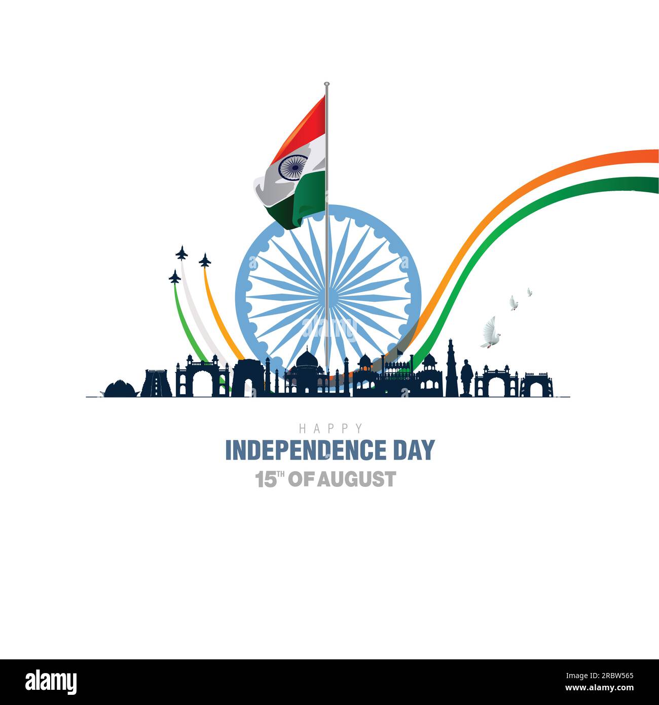 happy independence day India. Ashoka chakra with Indian flag. vector ...