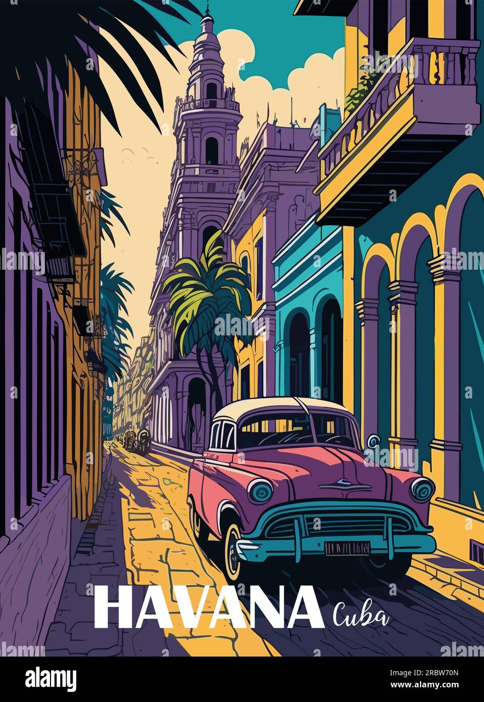Havana Travel Destination Poster in retro style Stock Vector Image
