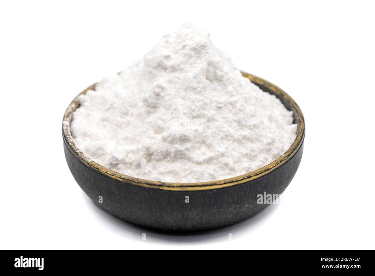 Wheat starch isolated on white background. Wheat starch in bowl. close