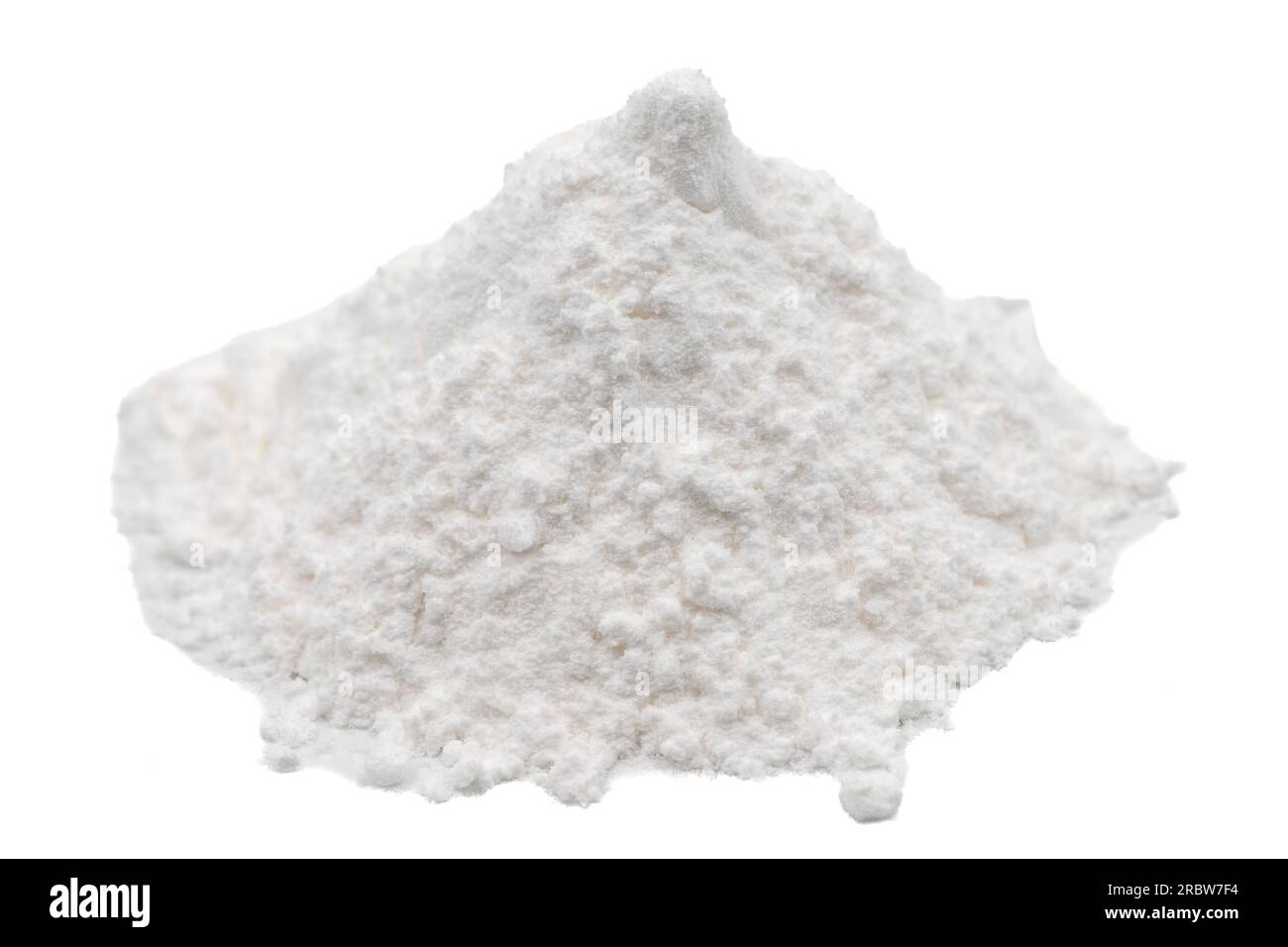 Wheat starch isolated on white background. Pile of Wheat Starch. close