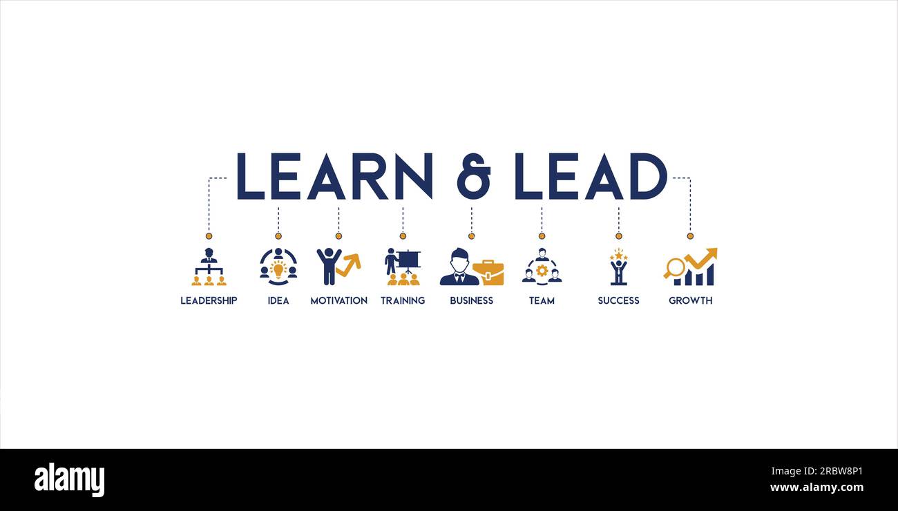 Banner of learn and lead concept vector illustration with icon of ...