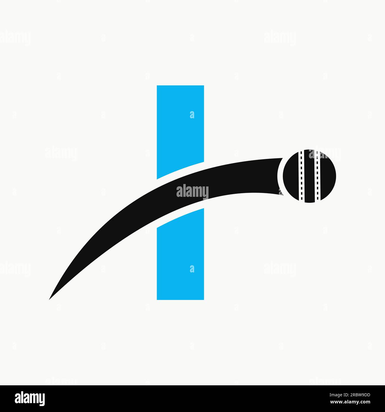 Cricket Logo On Letter I With Moving Cricket Ball Icon. Cricket Ball