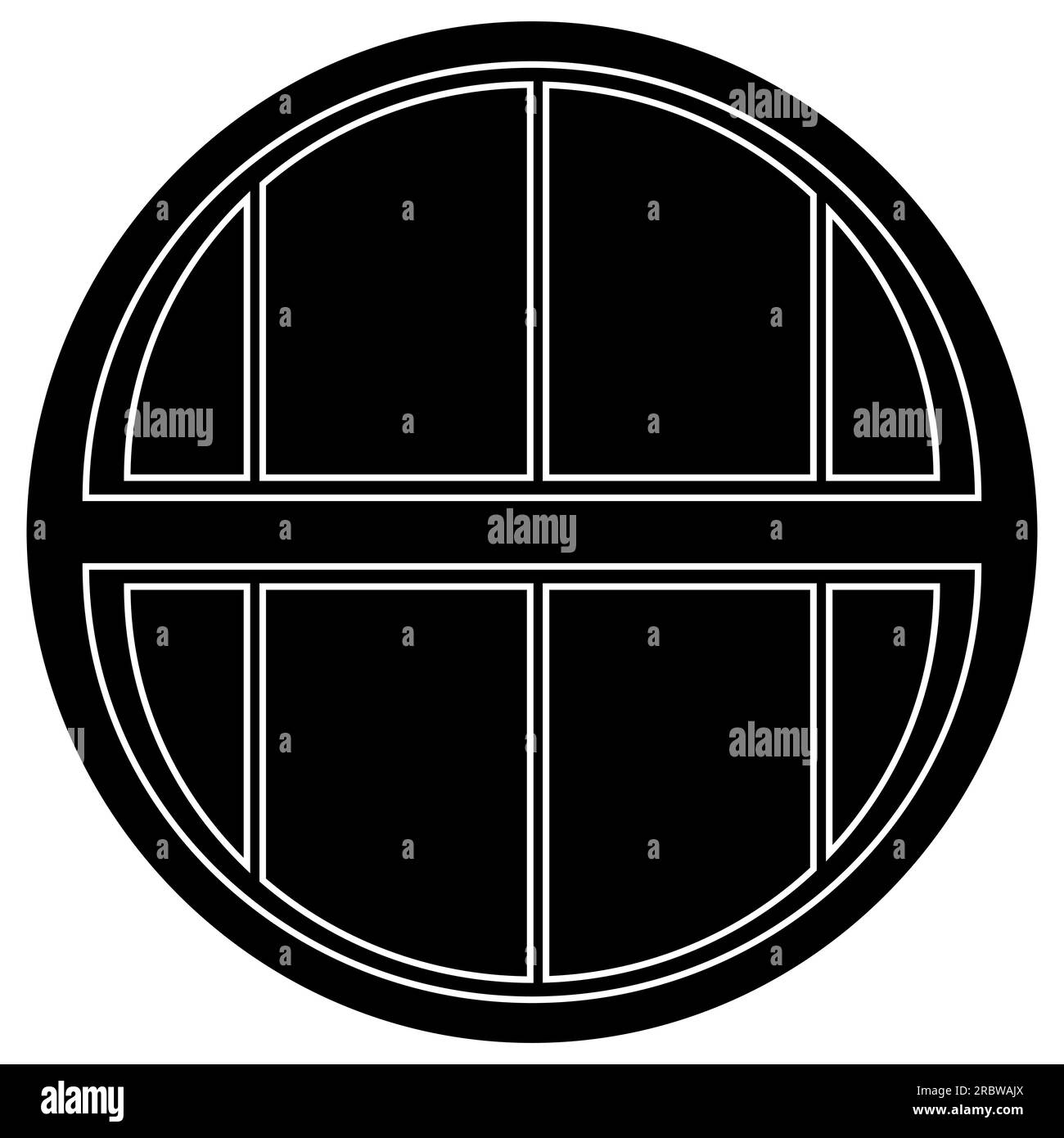 Round window silhouette for house isolated on white background. Vector ...