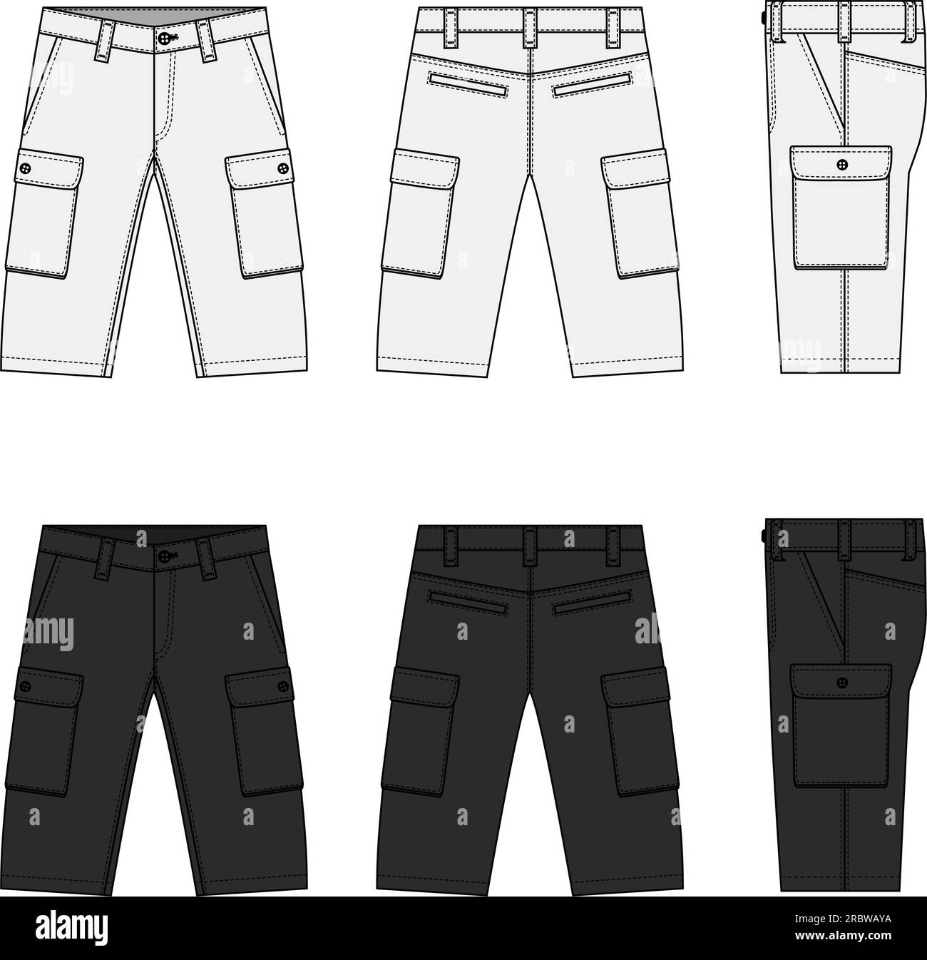 Mens shorts ( short pants ) vector template illustration set Stock Vector