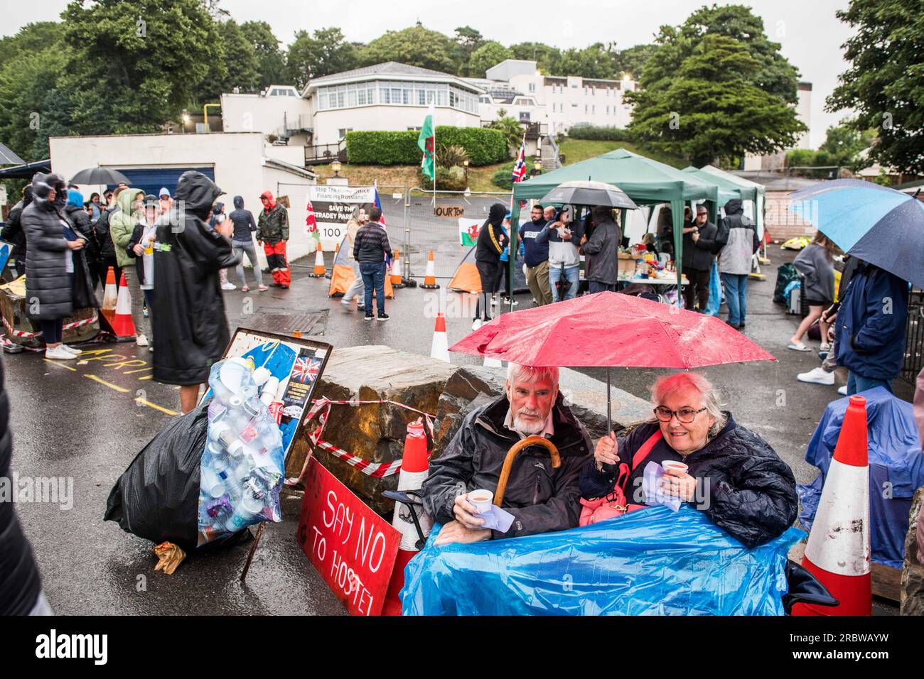 Llanelli, South Wales, Monday 10th July 2023 Protestors pictured at the