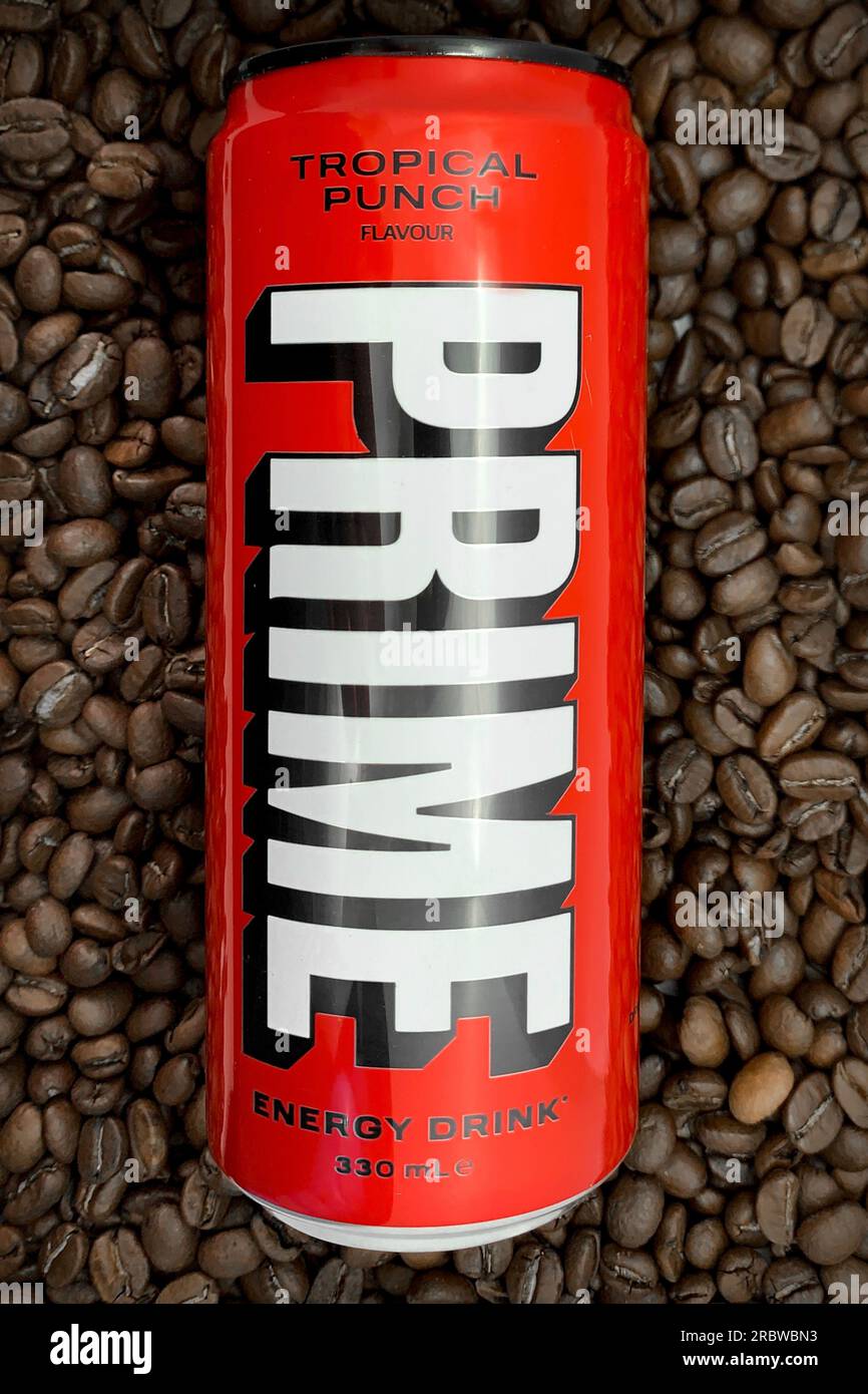 Prime Energy drink in the news due to high levels of caffeine. Can of