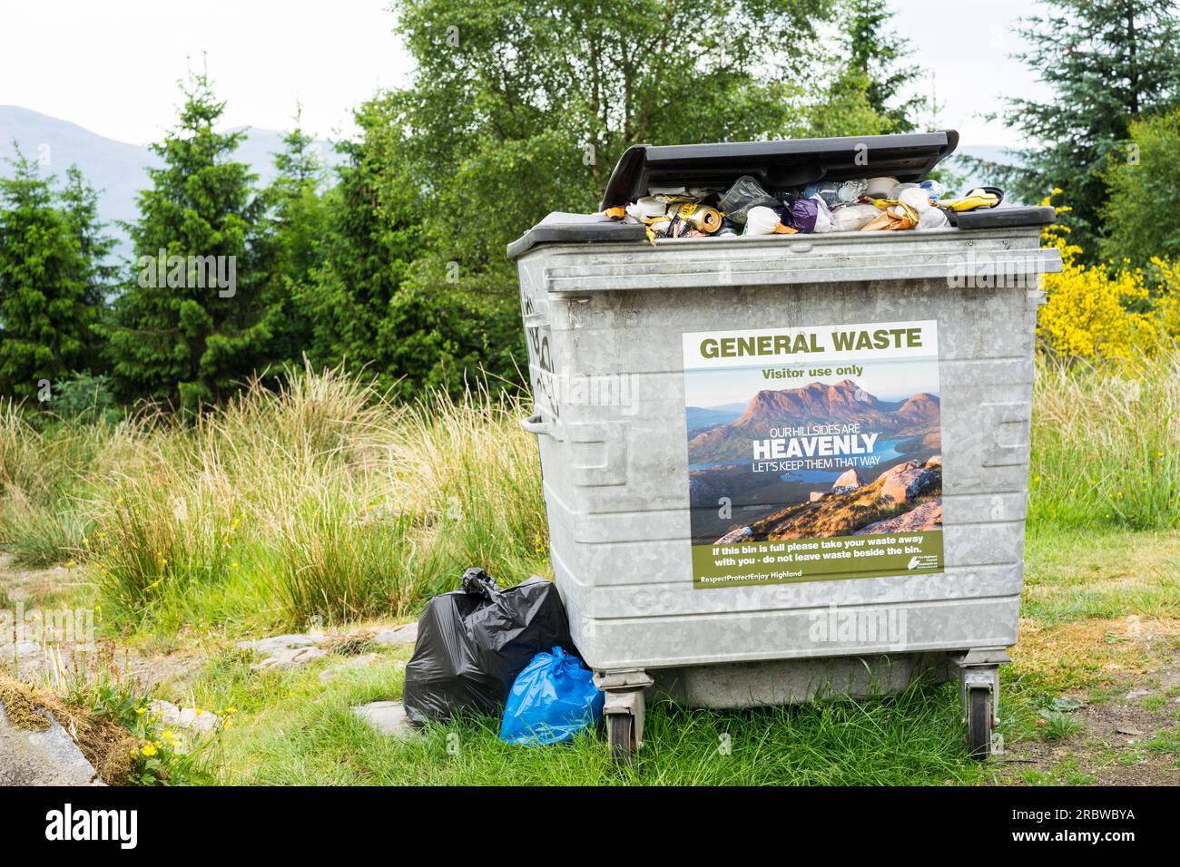 Overflowing waste bins, Highland, Scotland, UK Stock Photo Alamy