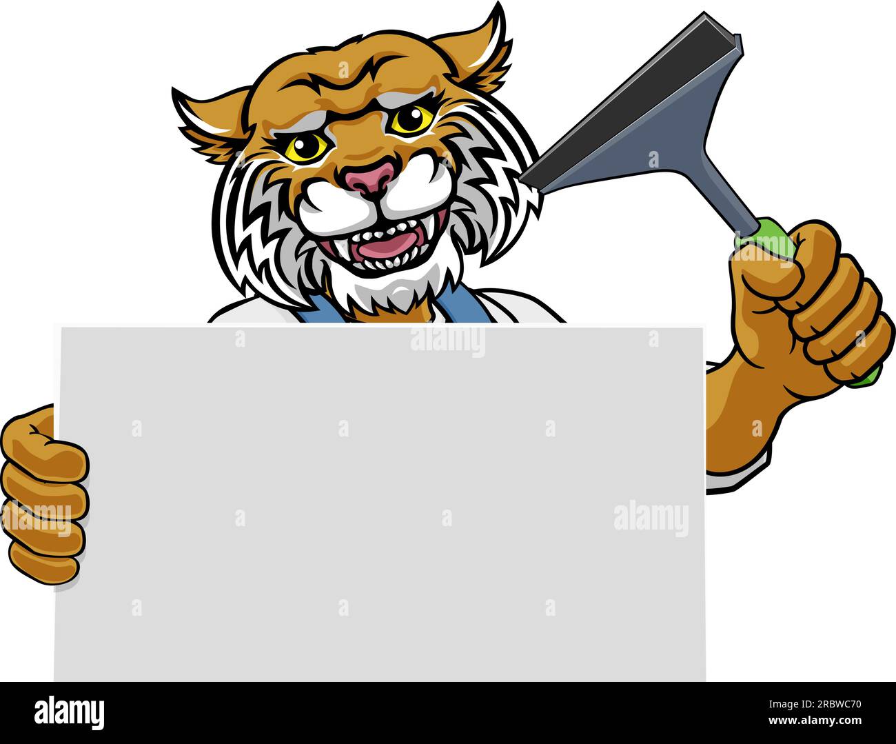 Window Cleaner Wildcat Car Wash Cleaning Mascot Stock Vector Image