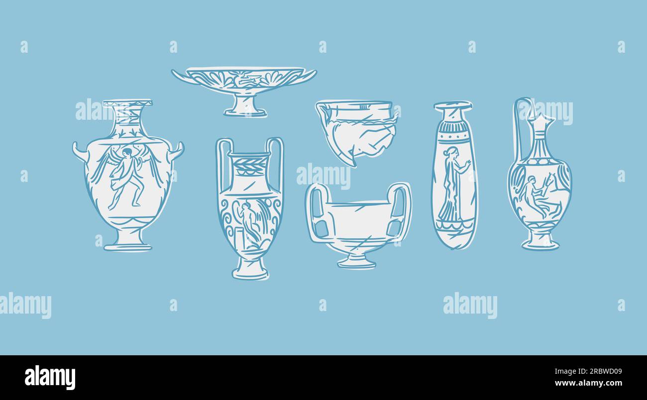 Hand drawn vector abstract outline,graphic,contemporary art greek