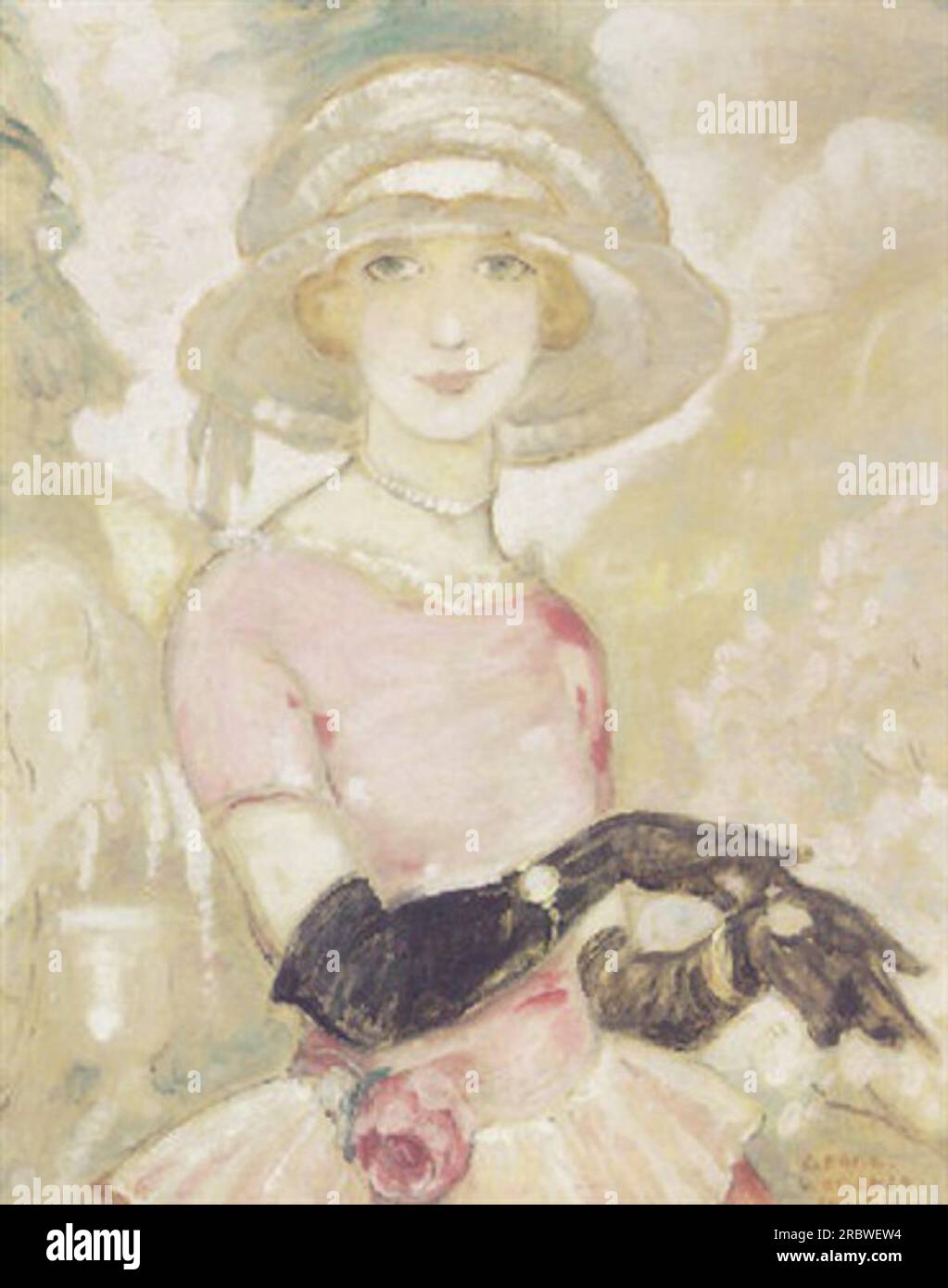 Au Gants Noirs 1920 by Gerda Wegener Stock Photo