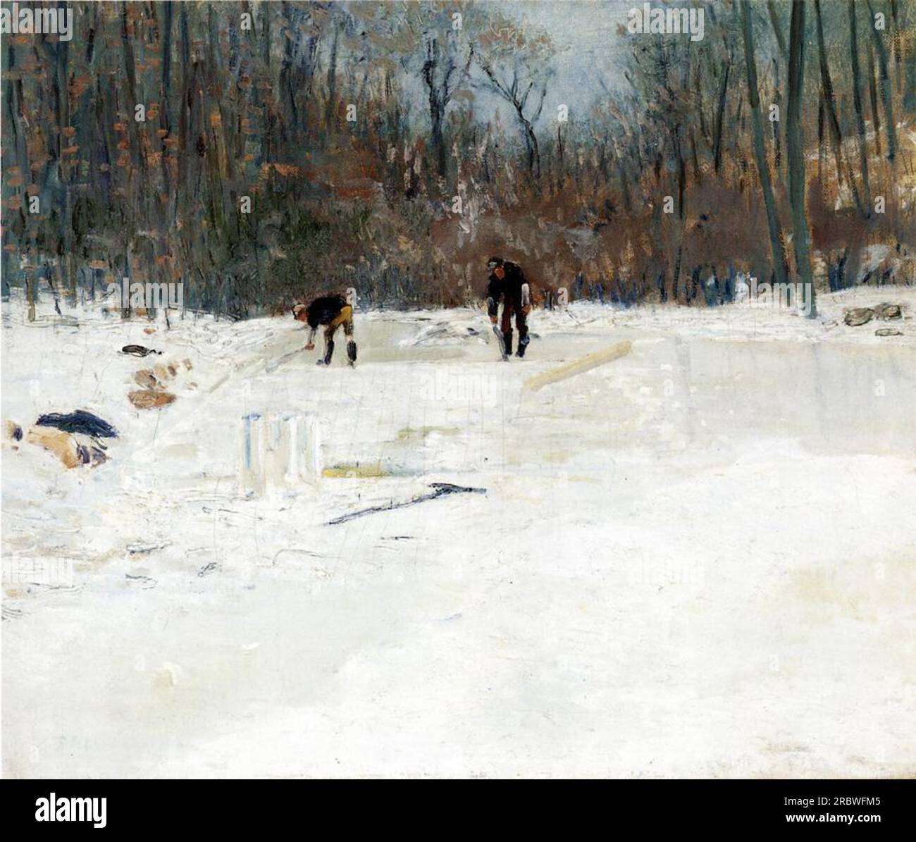 The Ice Cutters 1895 by Julian Alden Weir Stock Photo Alamy