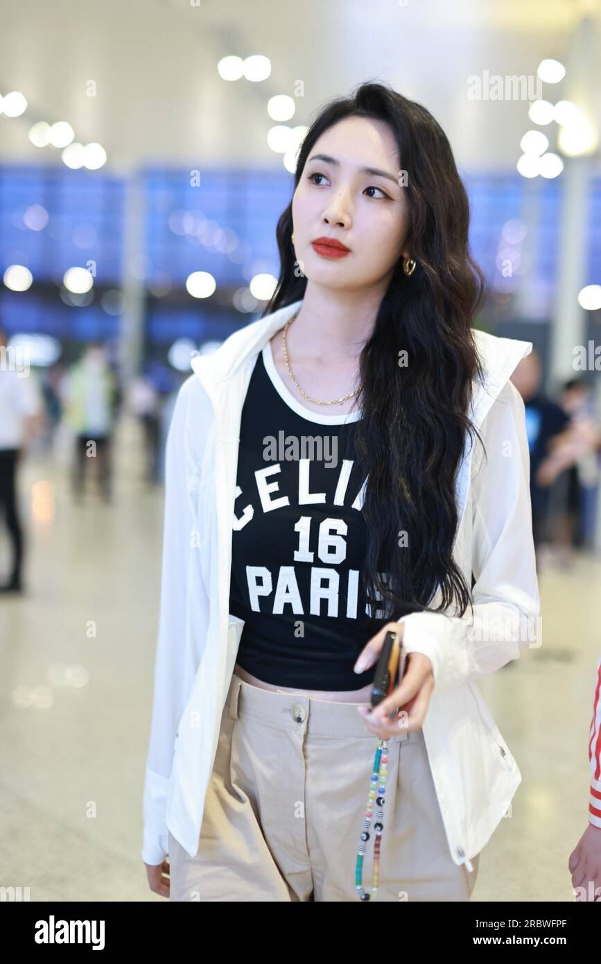 Chinese actress Wang Zixuan appearts at airport in Shanghai, China ...
