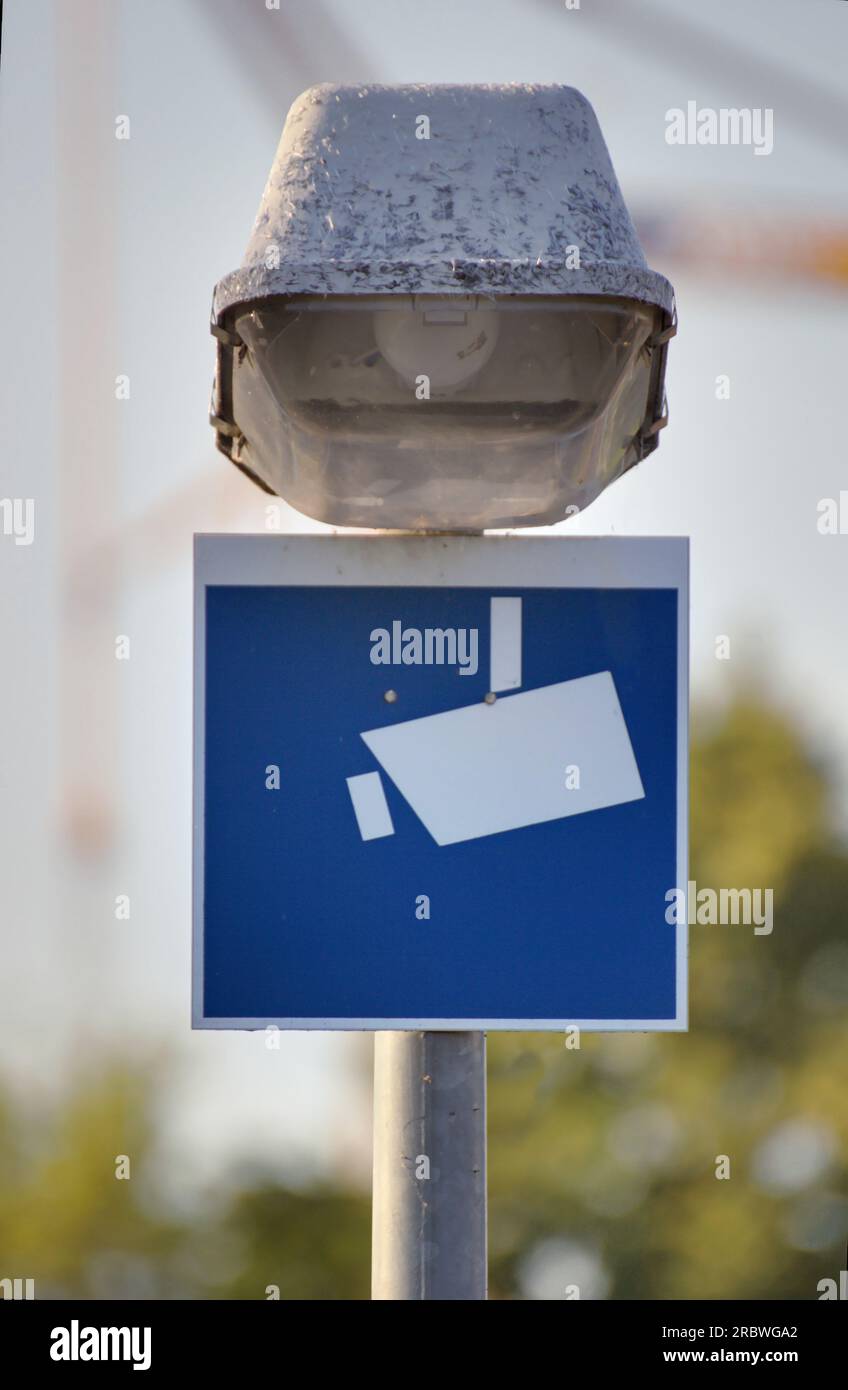 Official sign indicating video surveillance in Germany Stock Photo Alamy