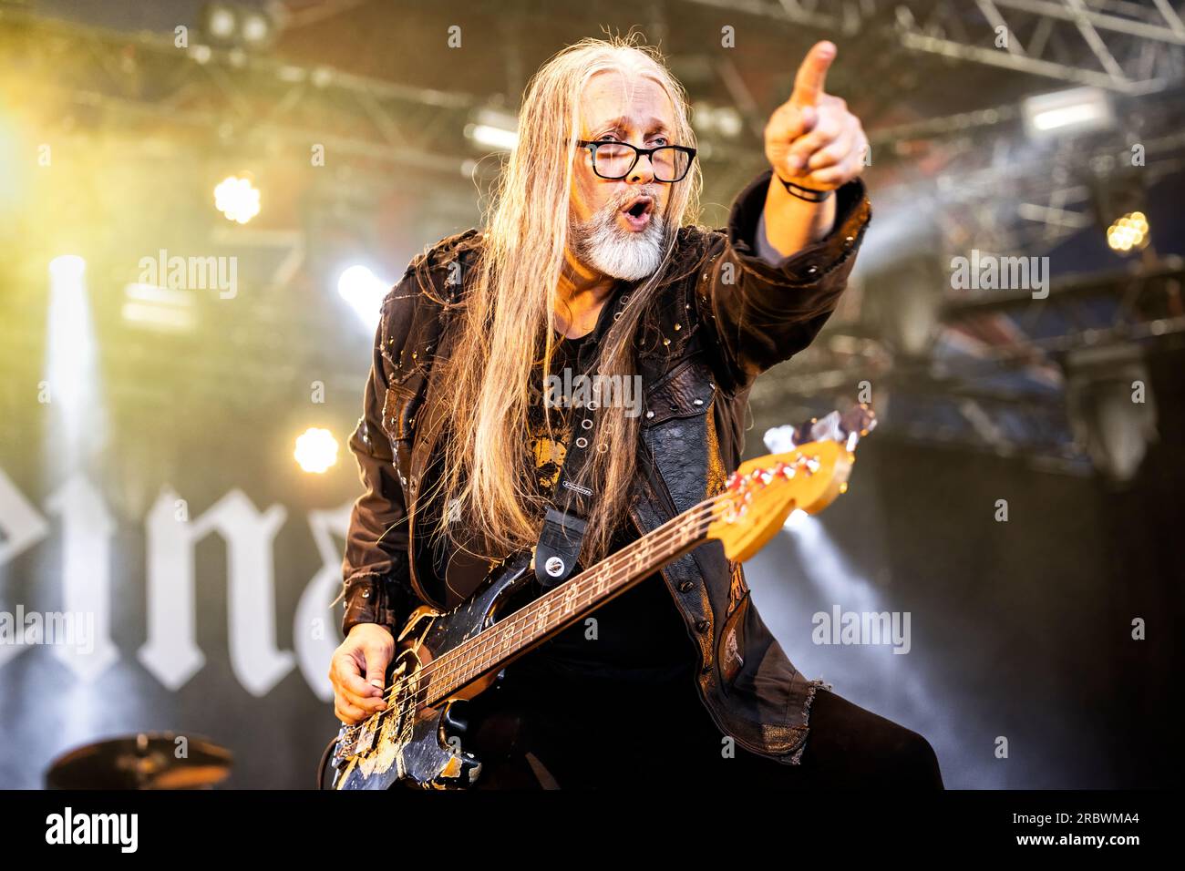 Oslo, Norway. 24th, June 2023. The Swedish doom metal band Candlemass performs a live concert during the Norwegian music festival Tons of Rock 2023 in Oslo. Here bass player Leif Edling is seen live on stage. (Photo credit: Gonzales Photo - Terje Dokken). Stock Photo