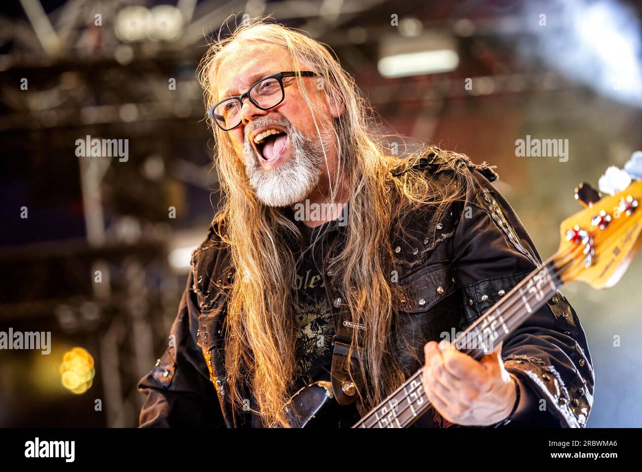 Oslo, Norway. 24th, June 2023. The Swedish doom metal band Candlemass performs a live concert during the Norwegian music festival Tons of Rock 2023 in Oslo. Here bass player Leif Edling is seen live on stage. (Photo credit: Gonzales Photo - Terje Dokken). Stock Photo