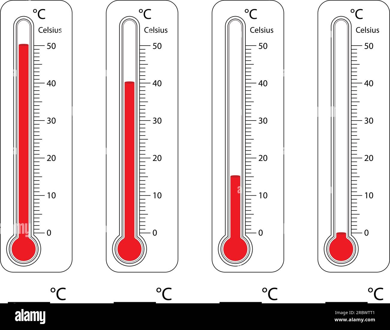 Fahrenheit and Celsius Thermometers. Temperature Spectrum Scale