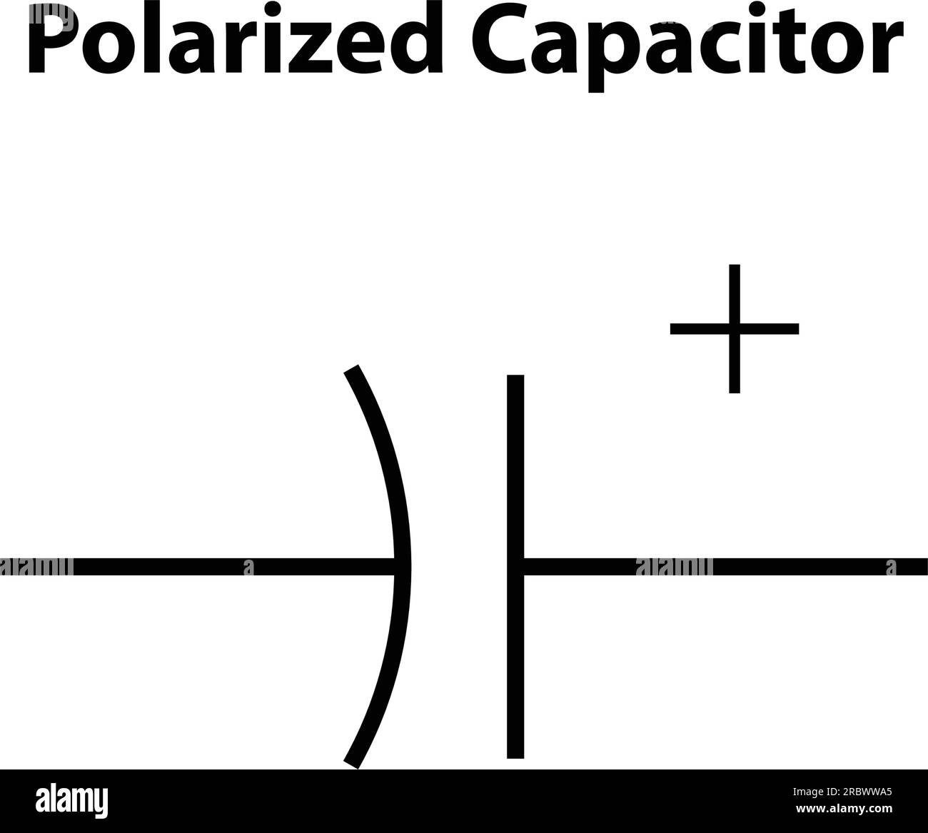 Polarized Capacitor. electronic symbol. Illustration of basic circuit