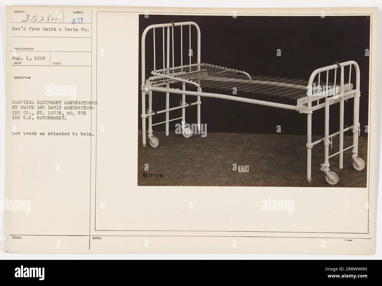 An antique black and white photograph showing hospital equipment
