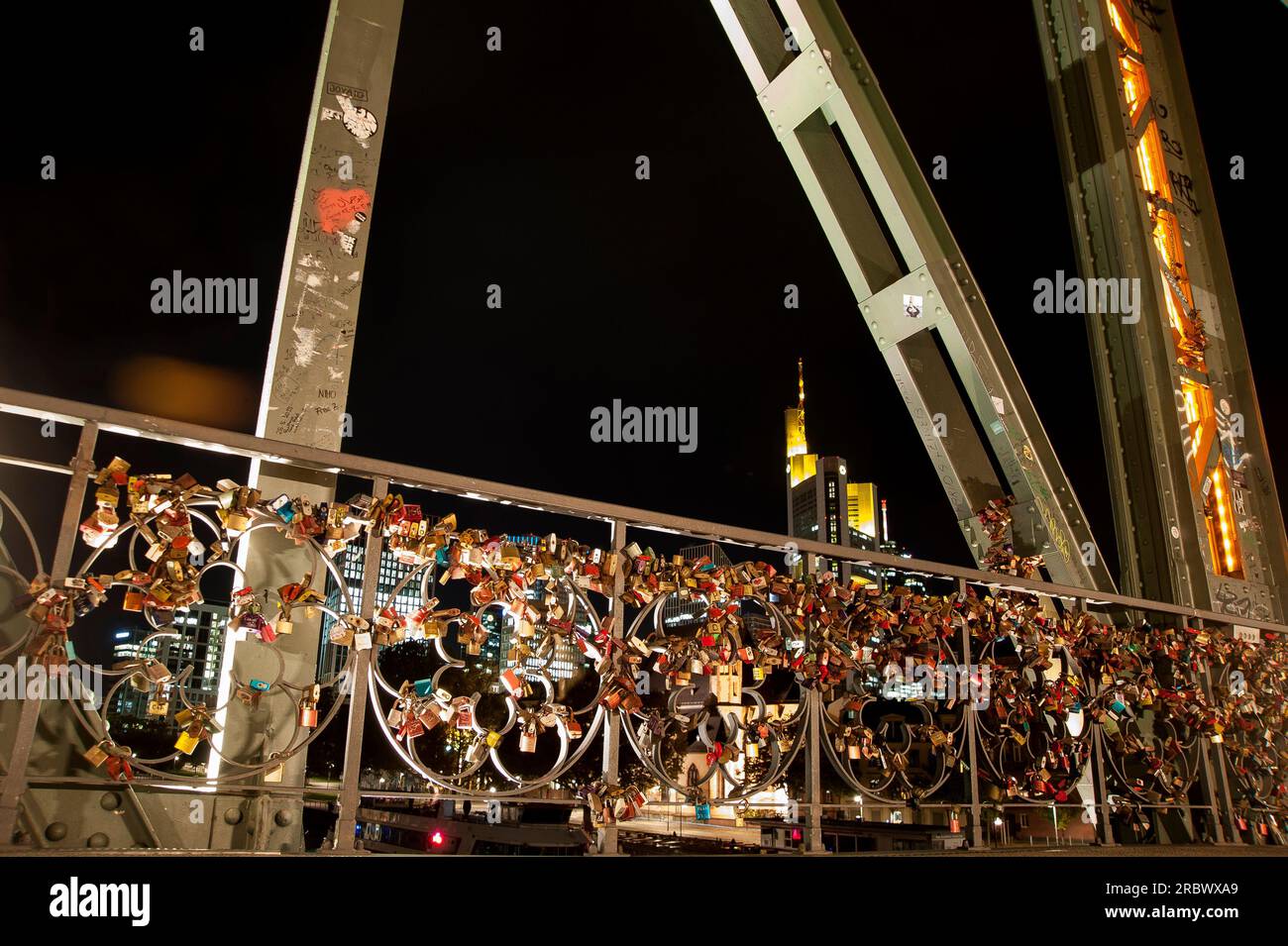 Padlocks; Eiserner Steg, Frankfurt am Mein, Frankfurt, Hesse, Germany, Europe Stock Photo