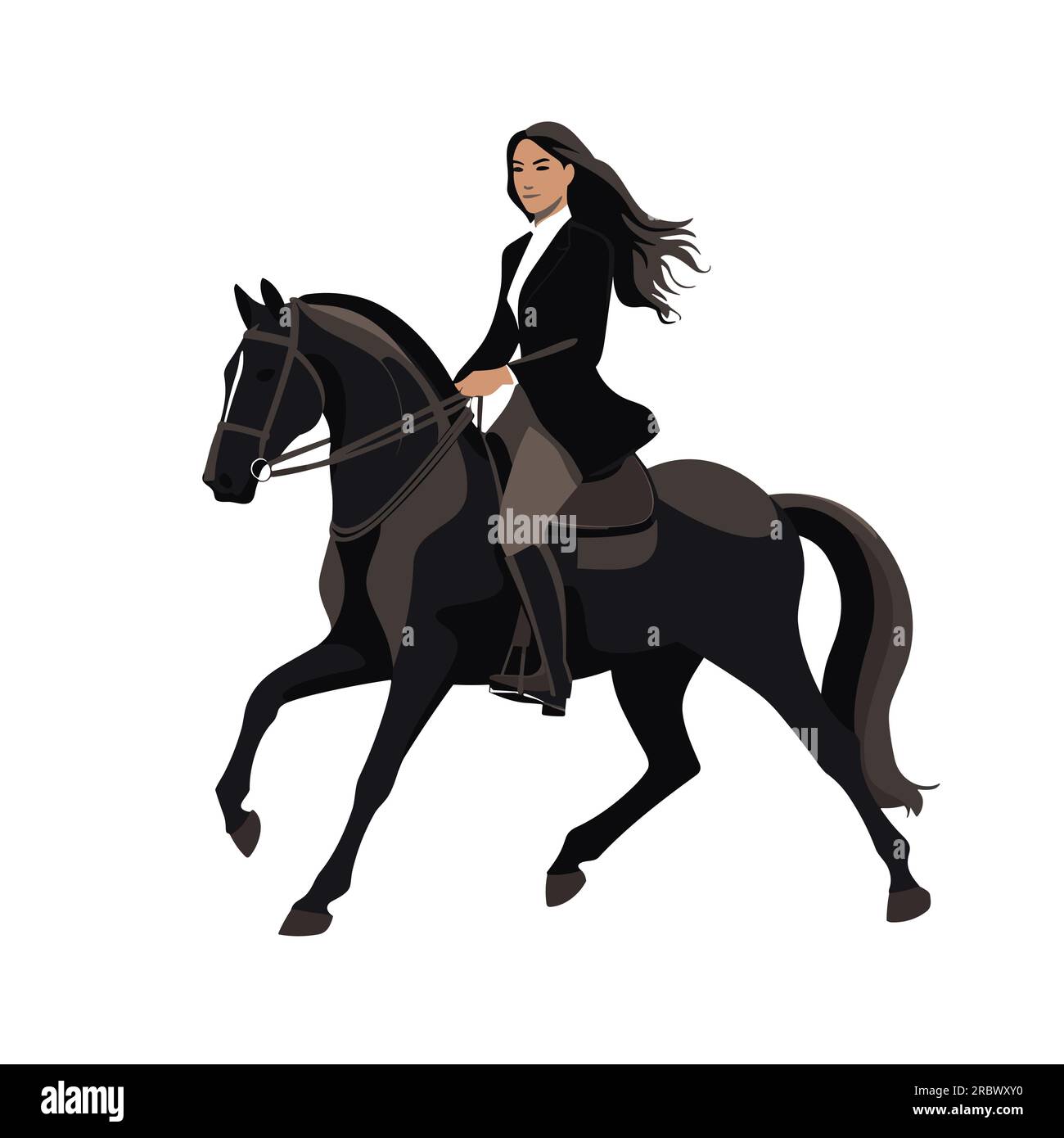 Young girl in horse riding Stock Vector Images Alamy