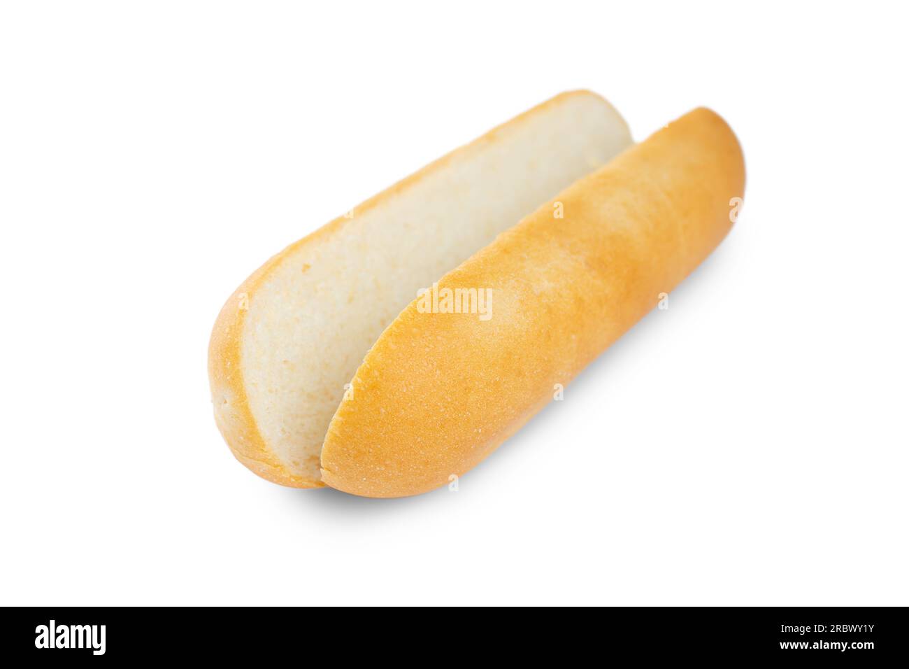 Hot dog cuted and opened wheat bun isolated on white background ...