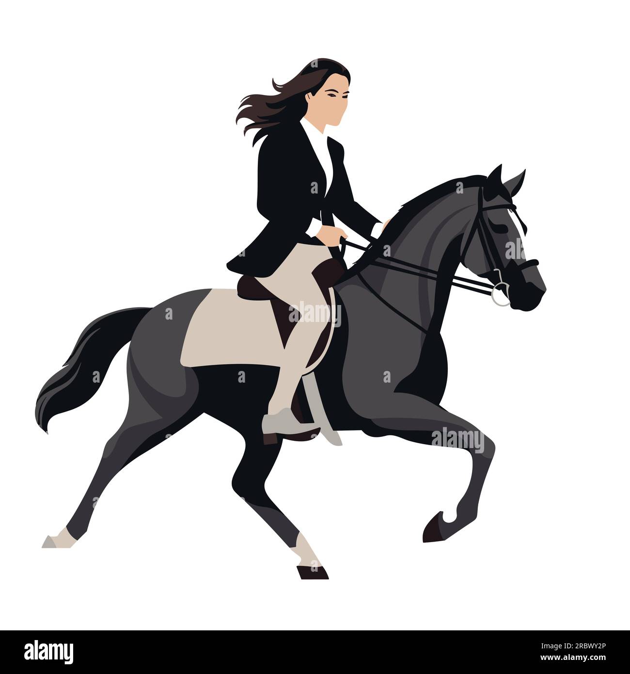 Young girl in horse riding Stock Vector Images Alamy