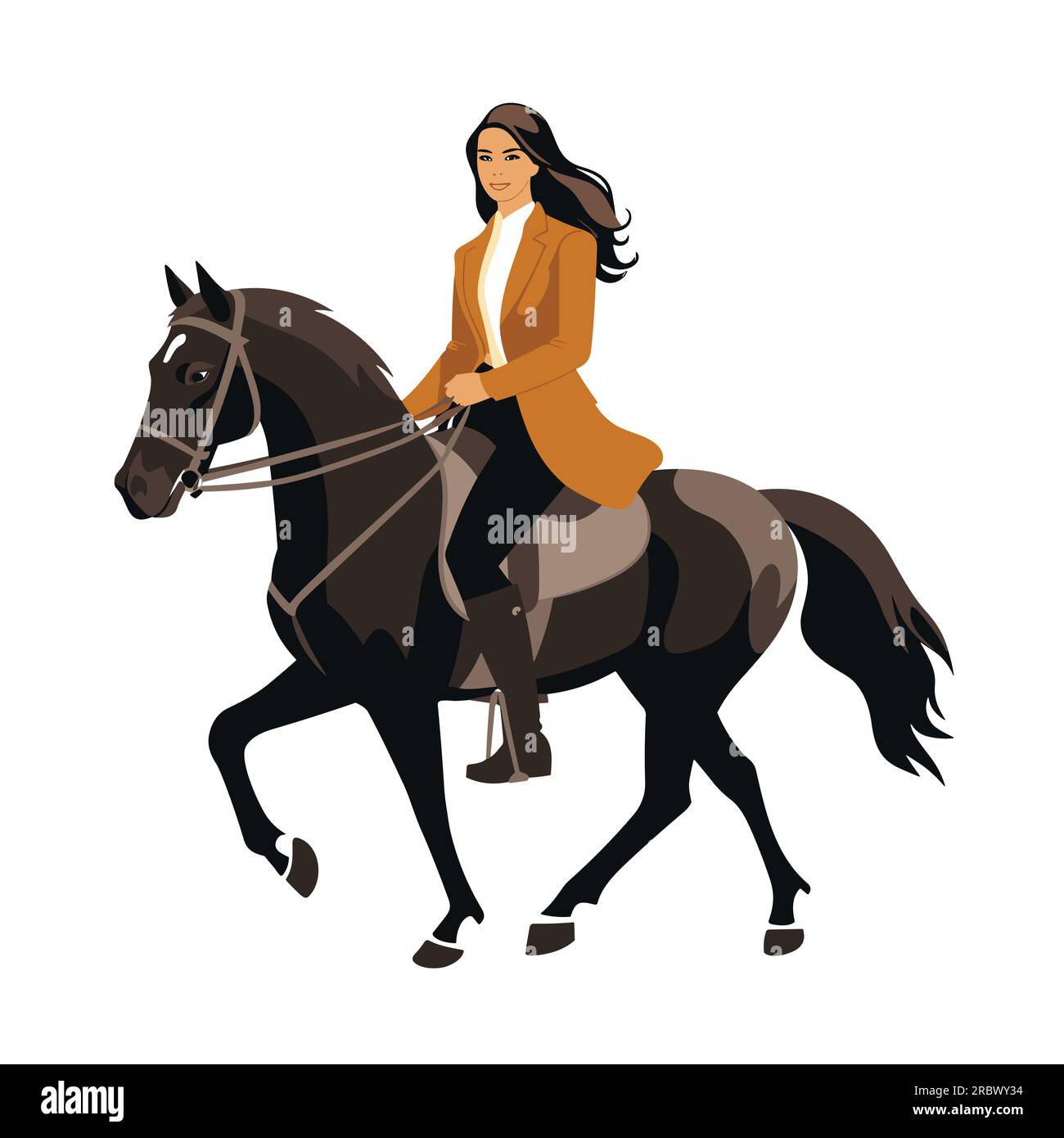 Young girl in horse riding Stock Vector Images Alamy