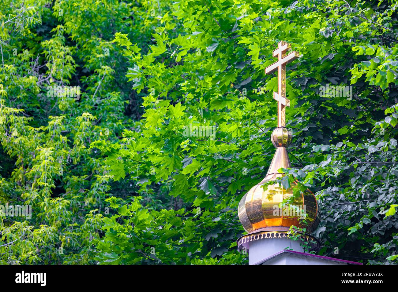 dome of the church with an Orthodox cross. Orthodox cross on the ...