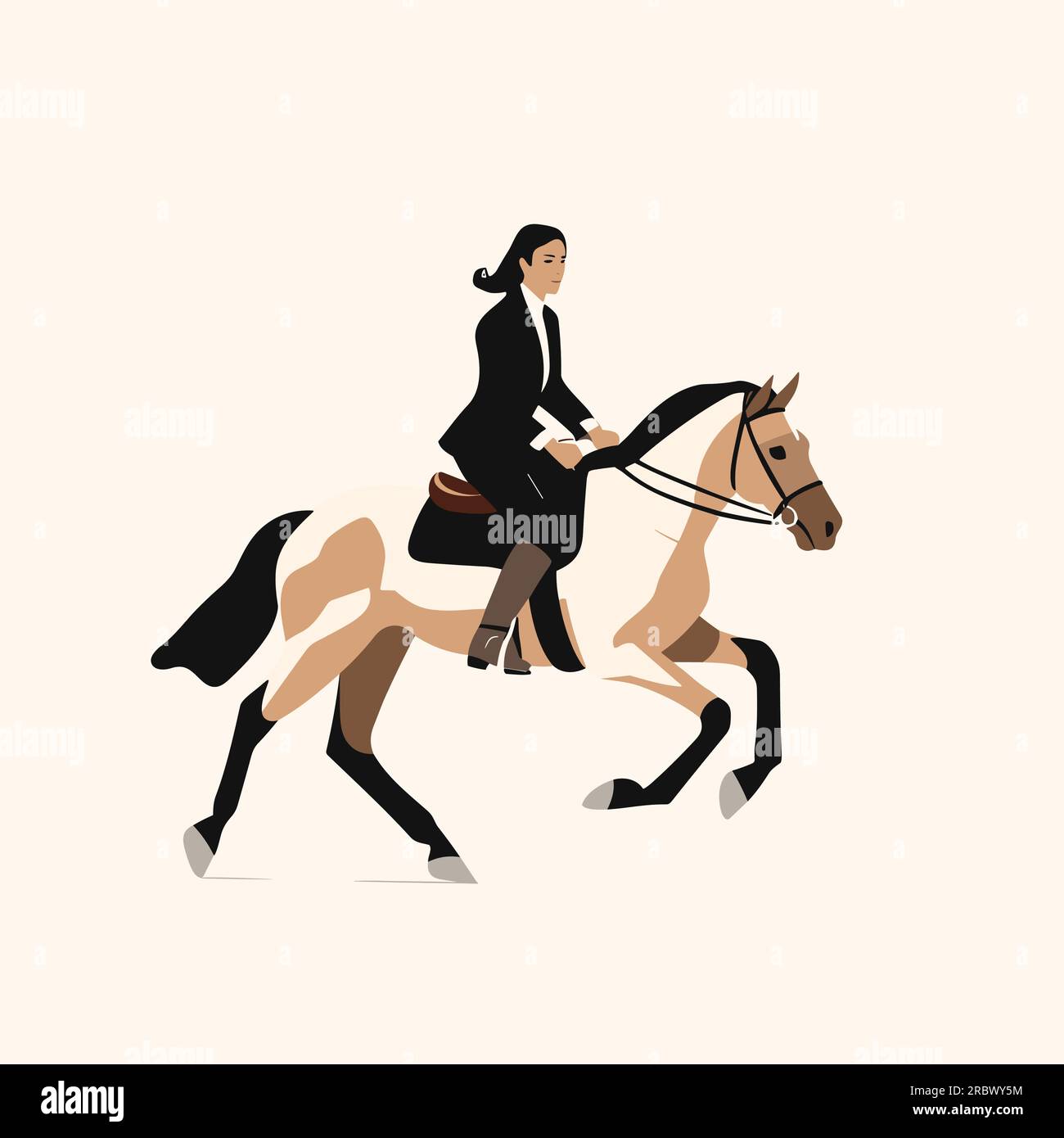 Young girl in horse riding Stock Vector Images Alamy