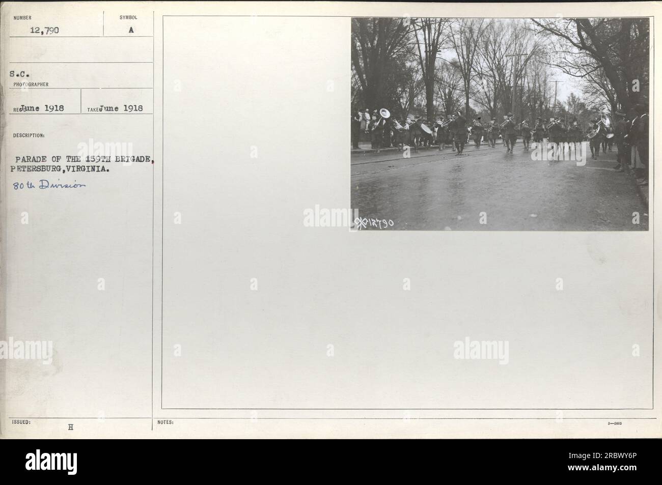 A parade of the 159th Brigade in Petersburg, Virginia, showcasing the 80th Division during World
