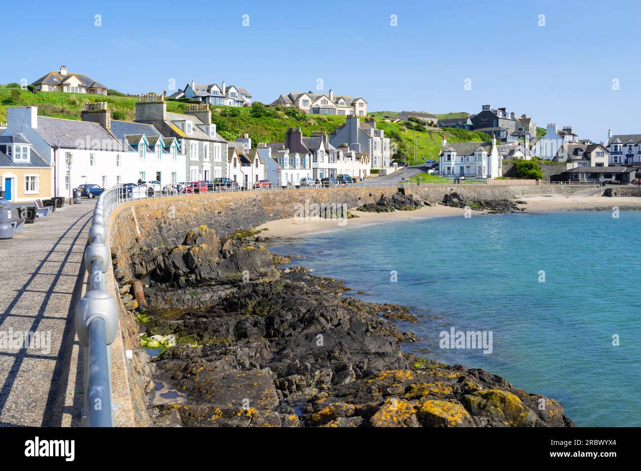 Portpatrick village harbour seafront and beach Portpatrick Rhins of Galloway peninsula Dumfries and Galloway Scotland UK GB Europe Stock Photo