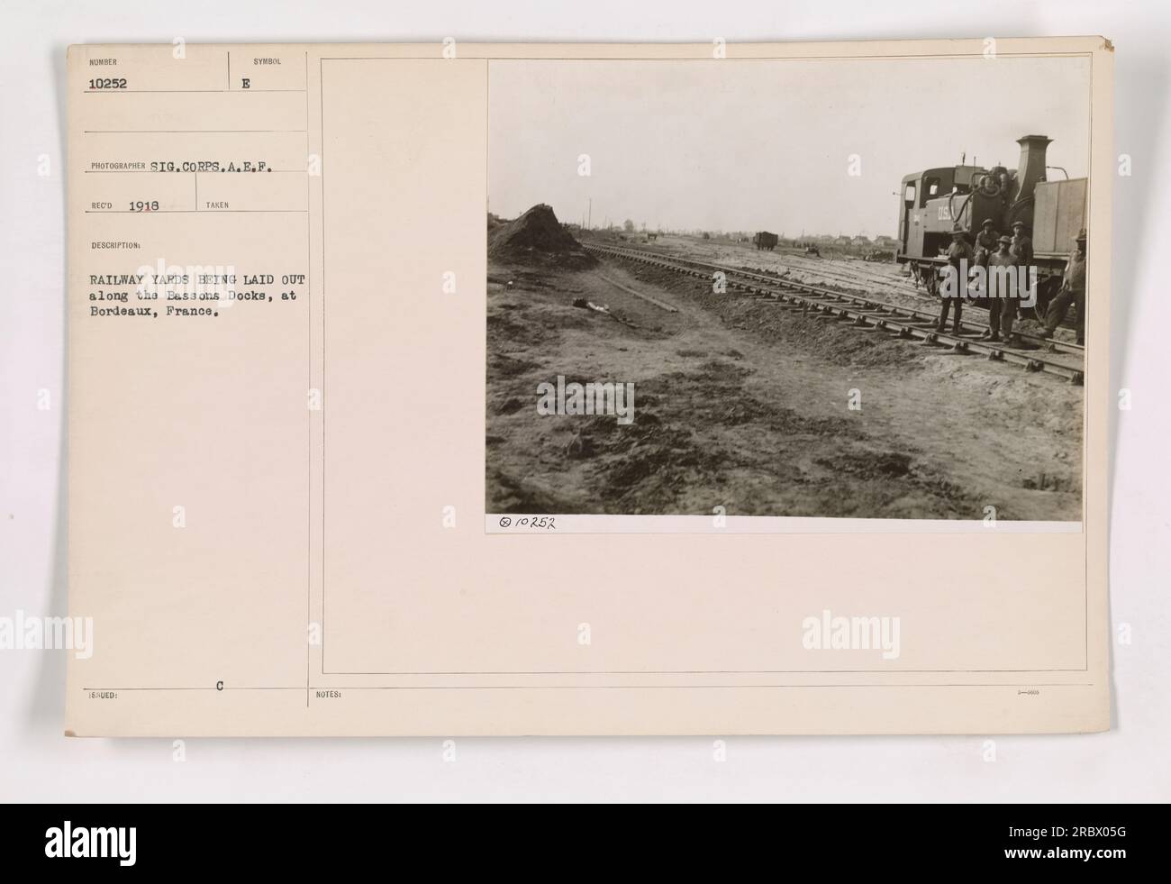 Railway yards being constructed at Bassens Docks in Bordeaux, France ...