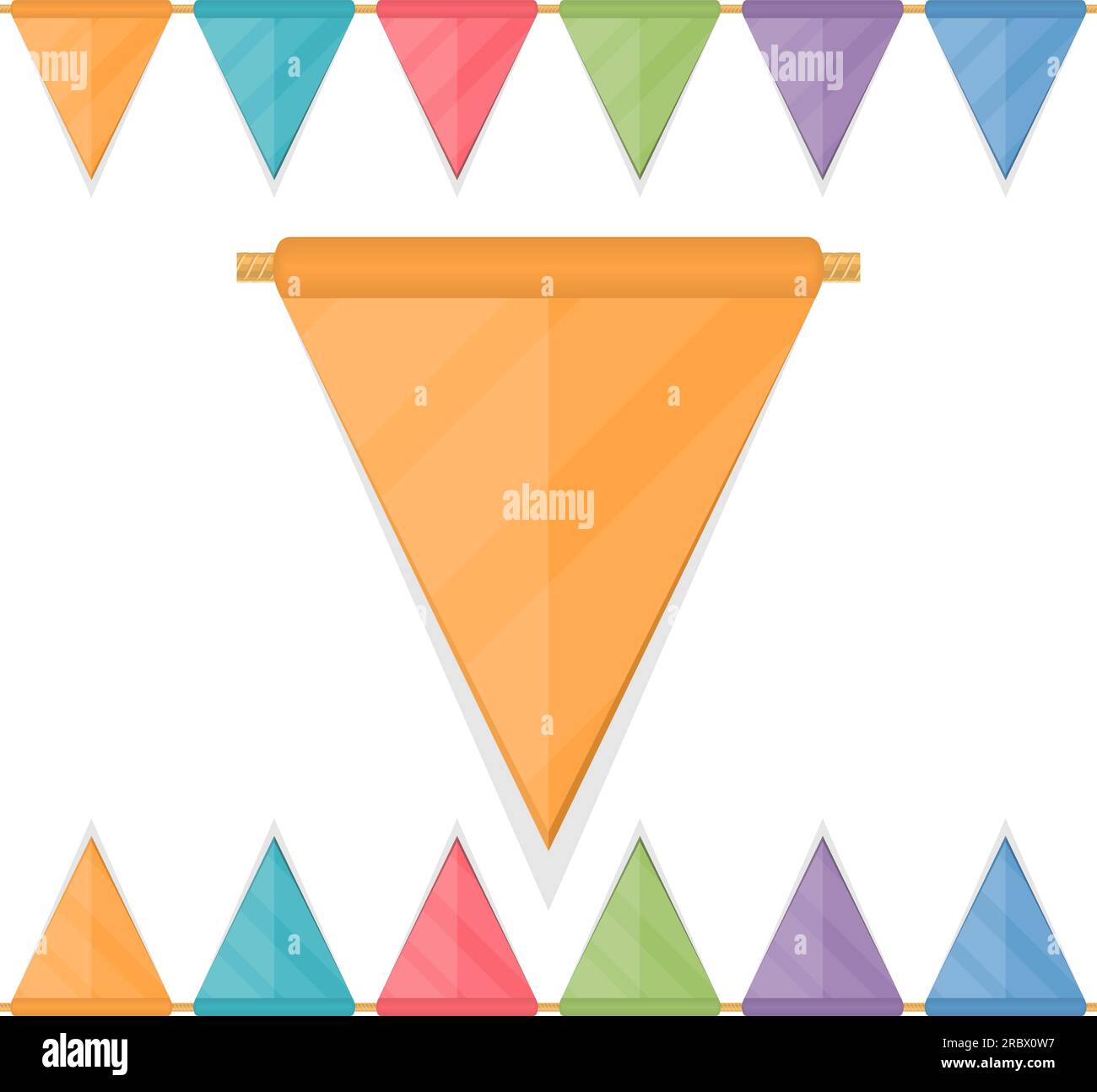 Colored garland flags hanging on the rope, vector eps10 illustration ...