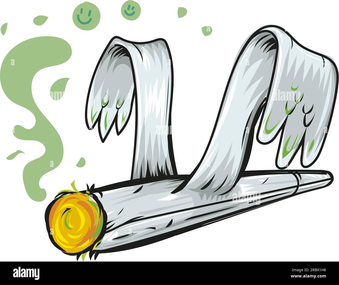 Smoking rolled marijuana joint cartoon vector illustration Stock Vector