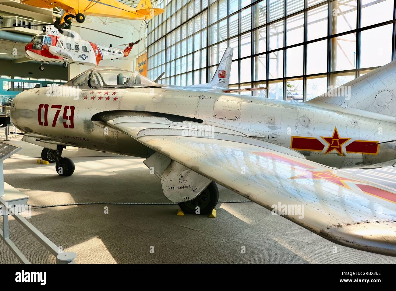 Mikoyan-Gurevich MiG-15bis Chinese Modified jet fighter in the Great Gallery The Museum of Flight Seattle Washington State USA Stock Photo