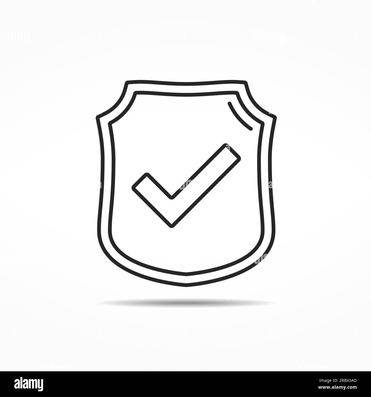 Shield with check mark minimal line icon, vector eps10 illustration ...