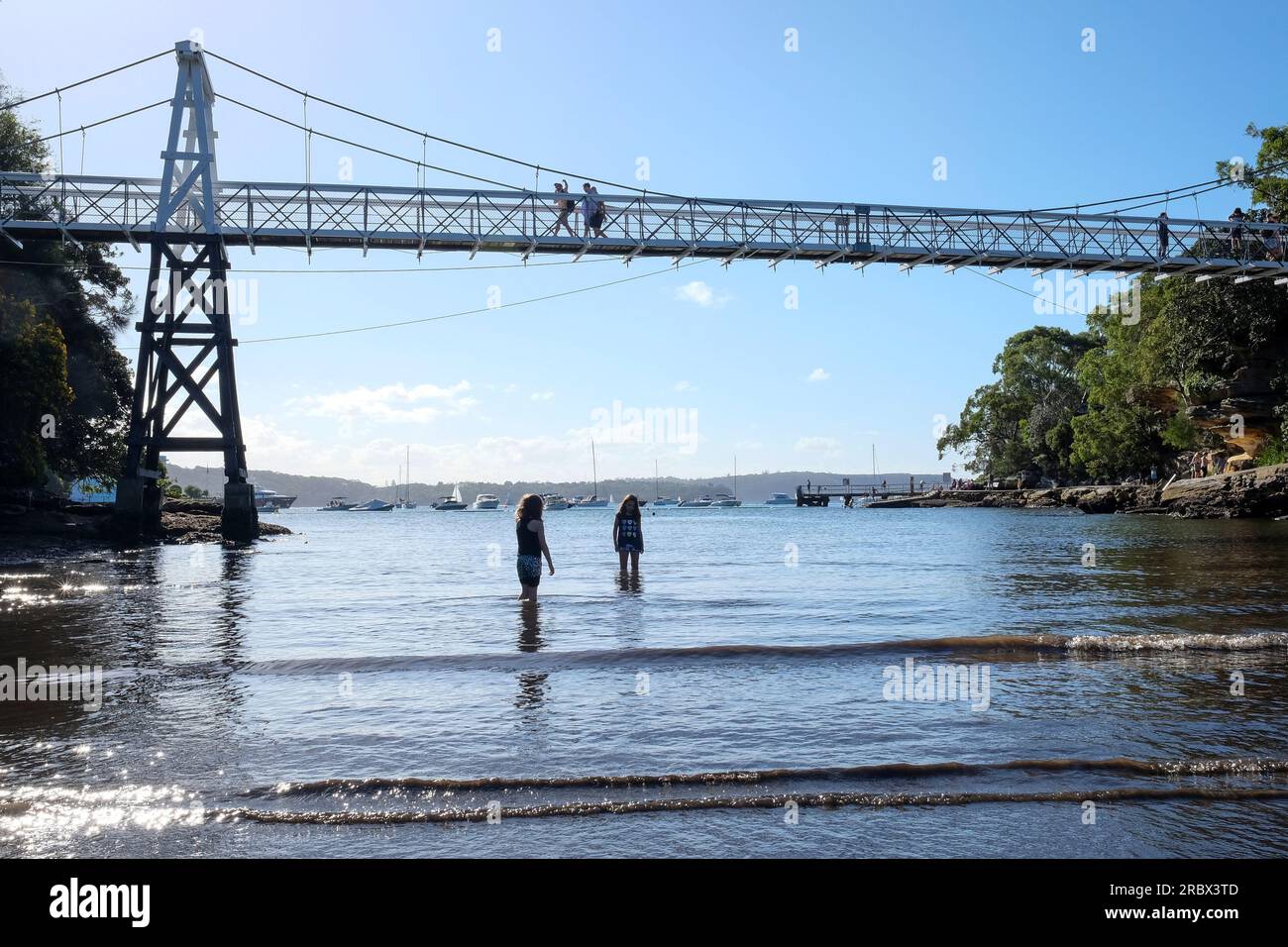 Parsley Bay Suspension Bridge Stock Photo Alamy
