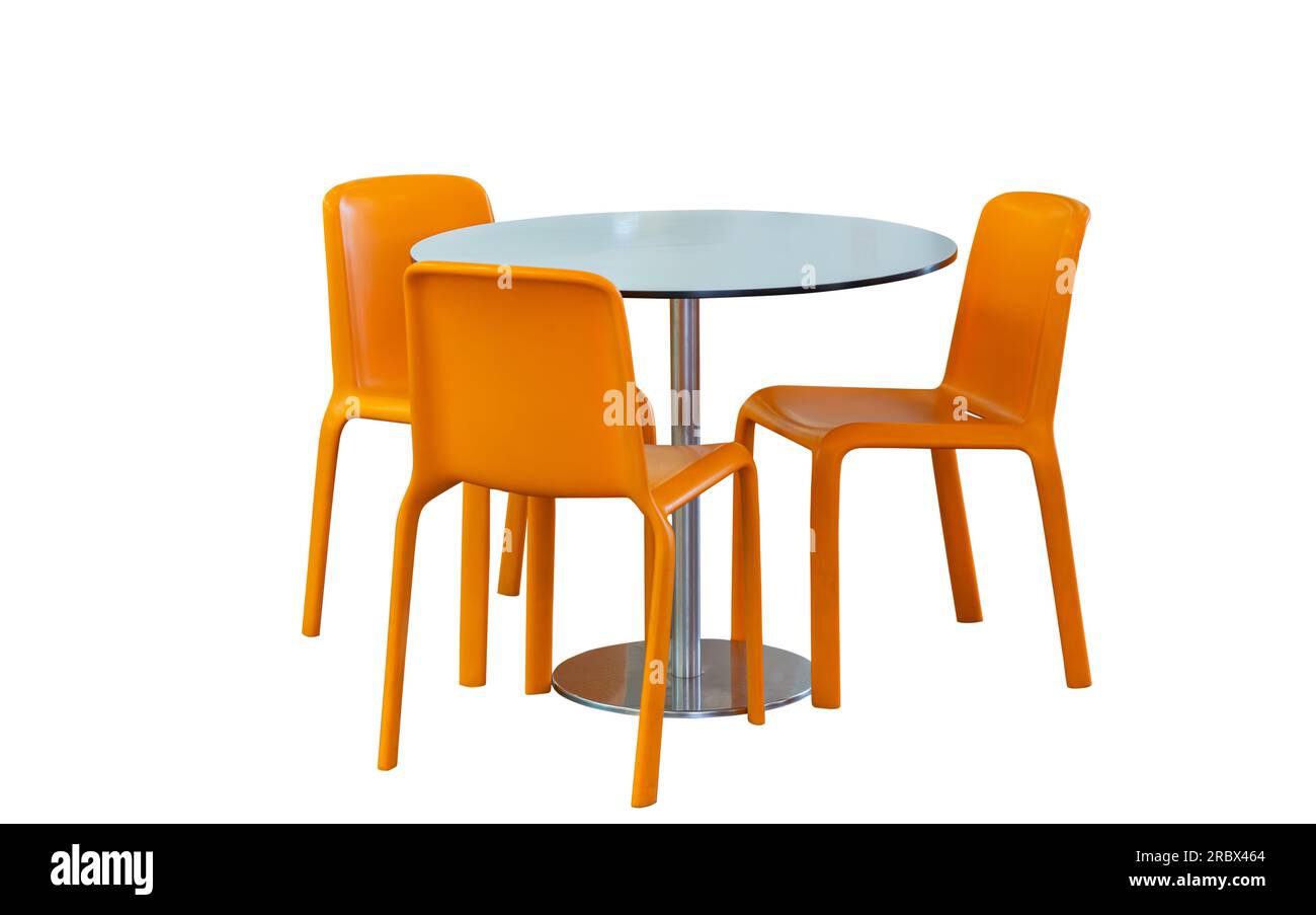 table with chairs isolated on white background Stock Photo - Alamy